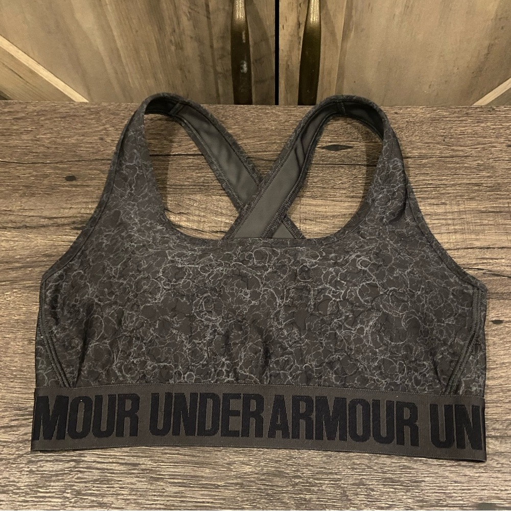 Under Armour Sports Bra ablack Grey Acid Wash size Small